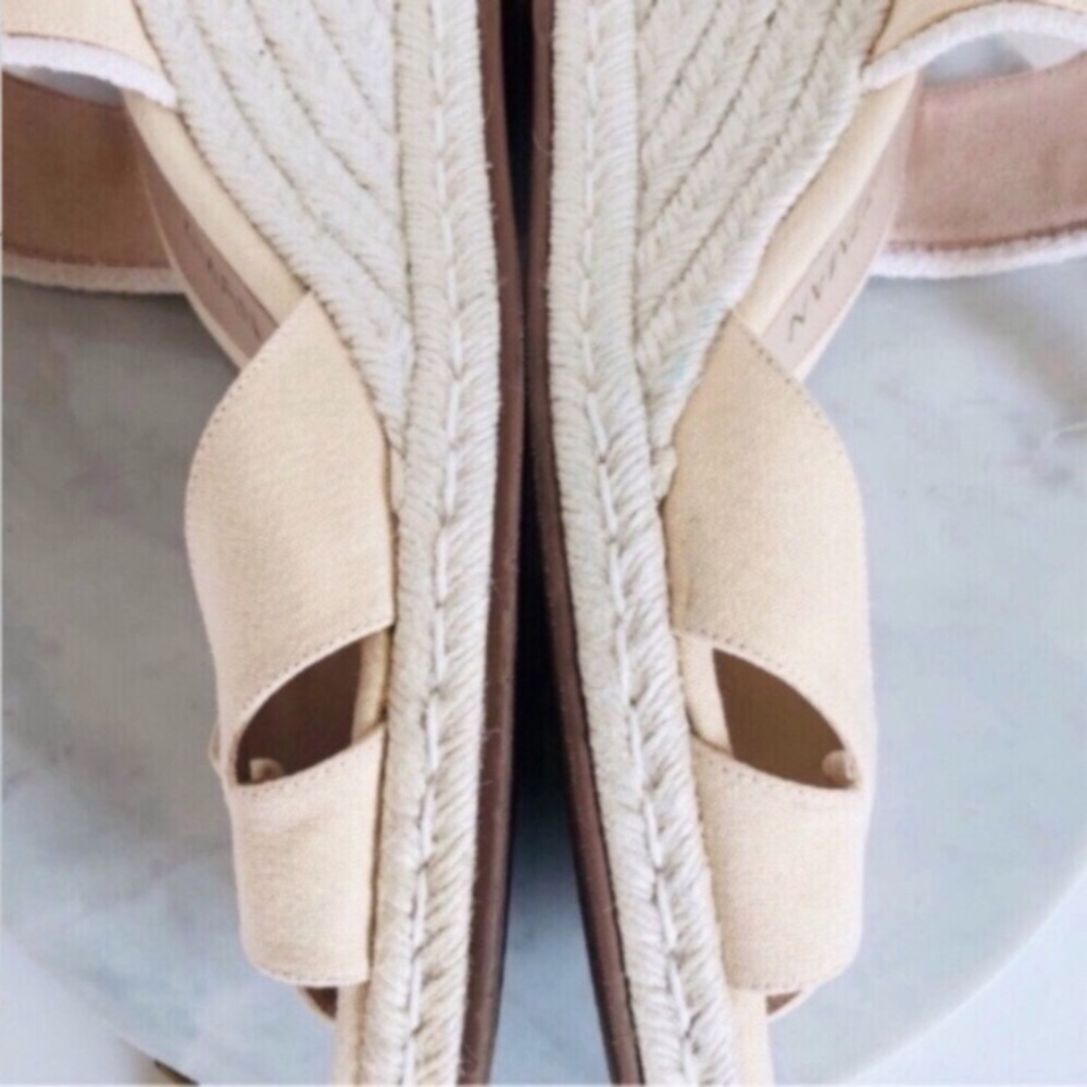 STUART WEITZMAN MIRELLA Cream Crisscross Wedge Espadrille Sandals - Picture 9 of 16